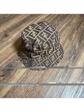 Fendi FF Zucca Monogram Canvas Bucket Hat Brown, One Size, Adults